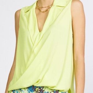 Current Air Lime Green Sleeveless Collared Blouse